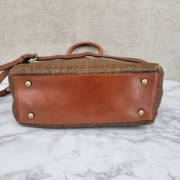 Patricia Nash Mariola Raffia Tote Bag in Tobacco Brown Woven Handbag Crossbody - Picture 5 of 13